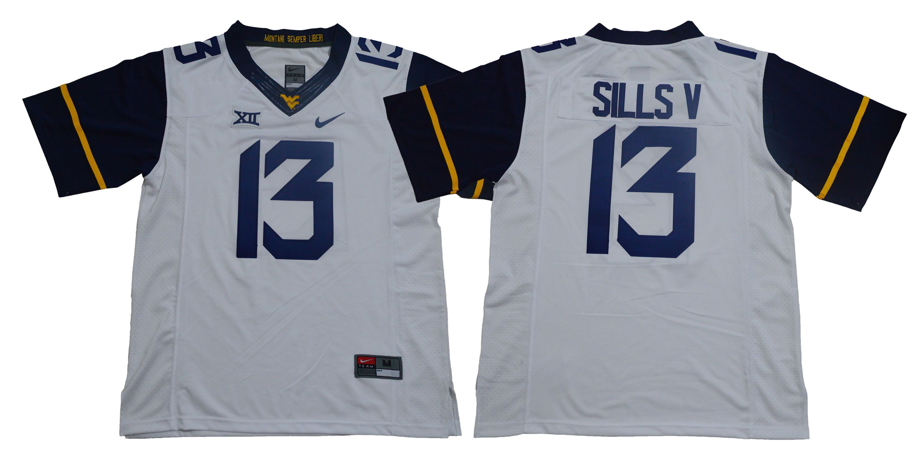 Men West Virginia Mountaineers 13 Sills v White Nike NCAA Jerseys